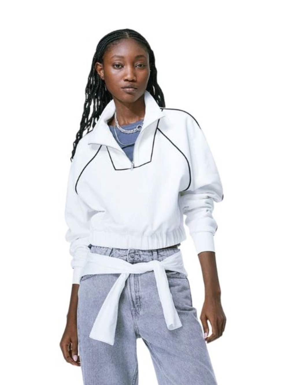 H&M Cropped Half-Zip Pullover Top